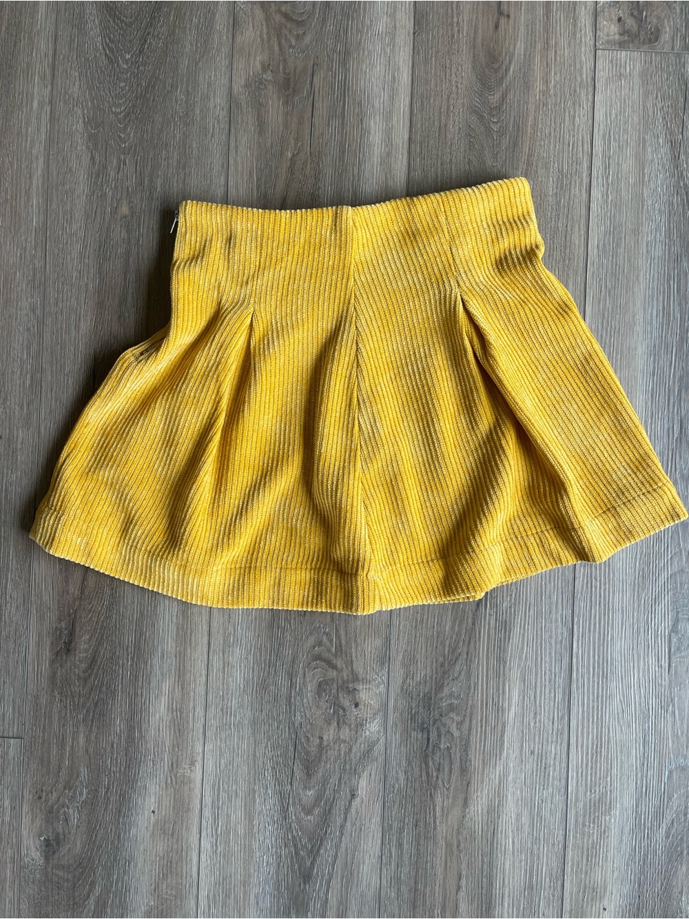 En Saison Yellow Corduroy Skater Mini Skirt